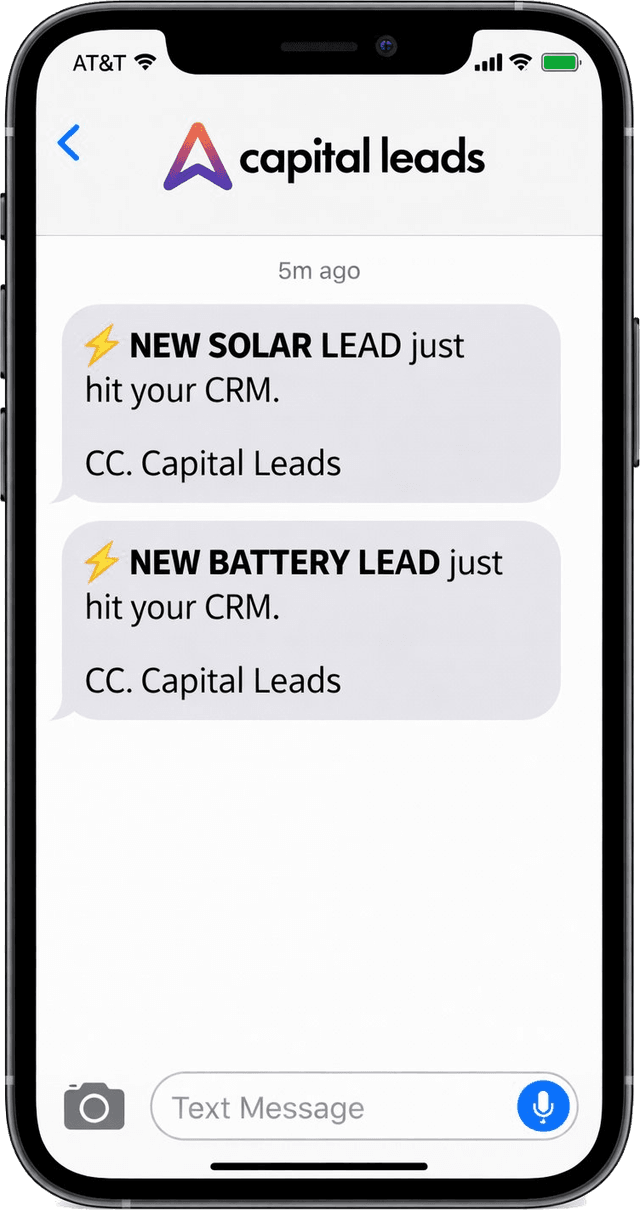 Capital Leads SMS notification